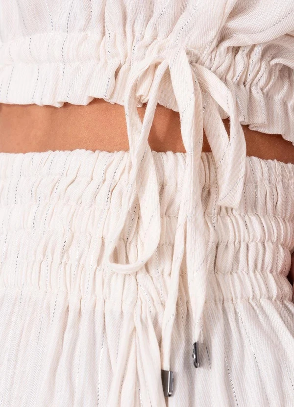 Quintess - Blusa Off White em Viscose Plana com Lurex 5