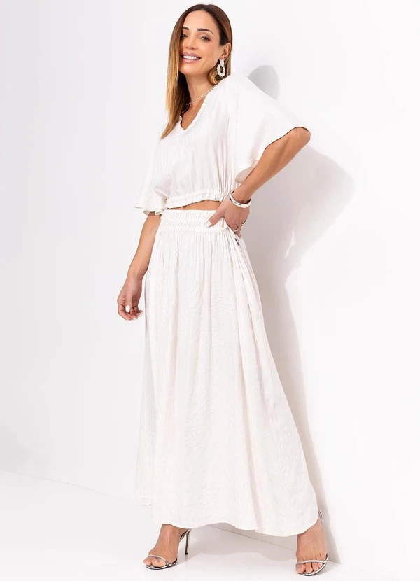 Quintess - Blusa Off White em Viscose Plana com Lurex 10