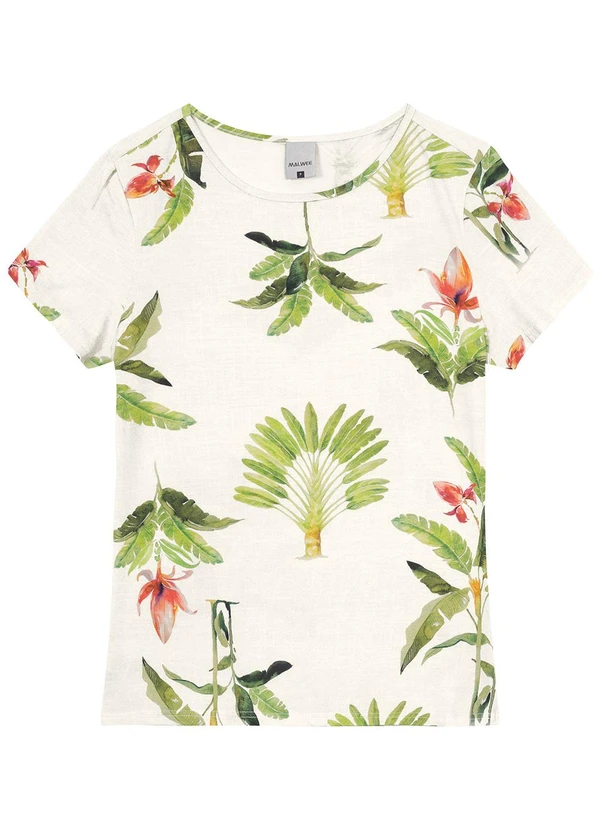 Malwee - Blusa Off White Folhagens em Viscose Stretch 3