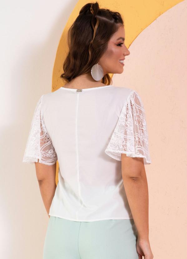 Quintess - Blusa Off White Mangas Amplas em Renda 2
