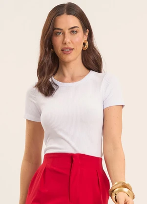 Doce Trama - Blusa Oliva Canelada Branco - DOCE TRAMA
