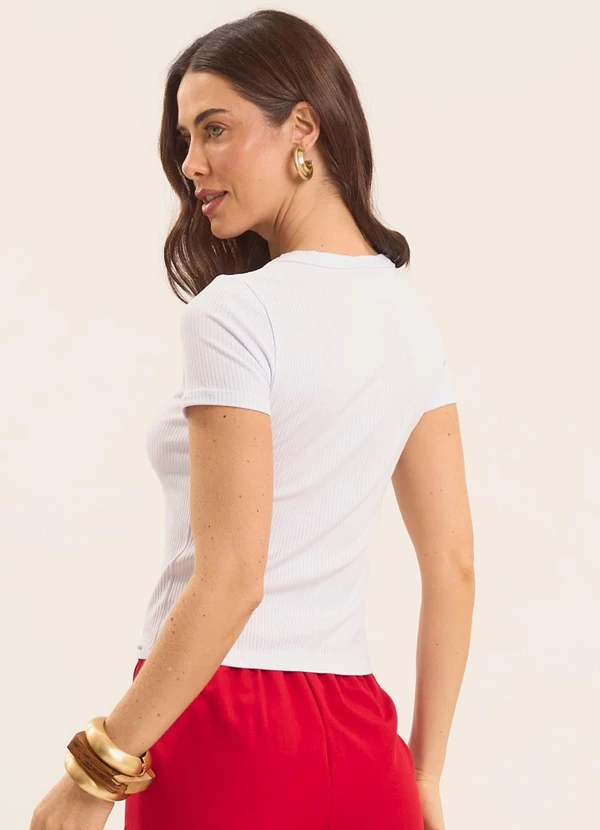 Doce Trama - Blusa Oliva Canelada Branco 2