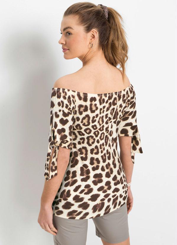 Outlet - Blusa Ombro a Ombro Onça Marrom 2