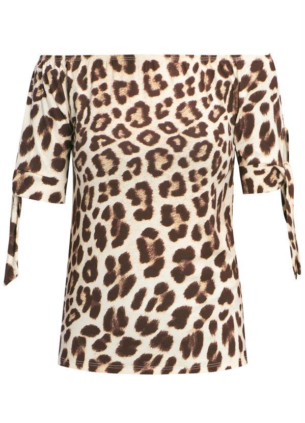 Outlet - Blusa Ombro a Ombro Onça Marrom 4