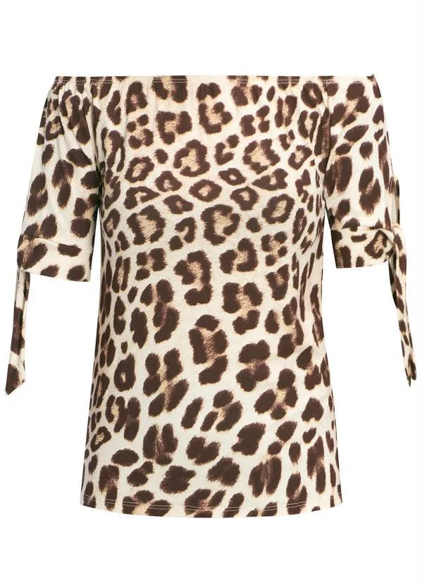 Queima Estoque - Blusa Ombro a Ombro Onça Marrom