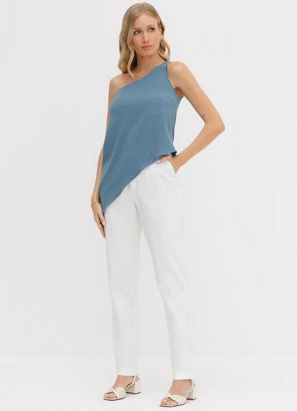 Principessa - Blusa Ombro Só em Crepe Azul Leide 3