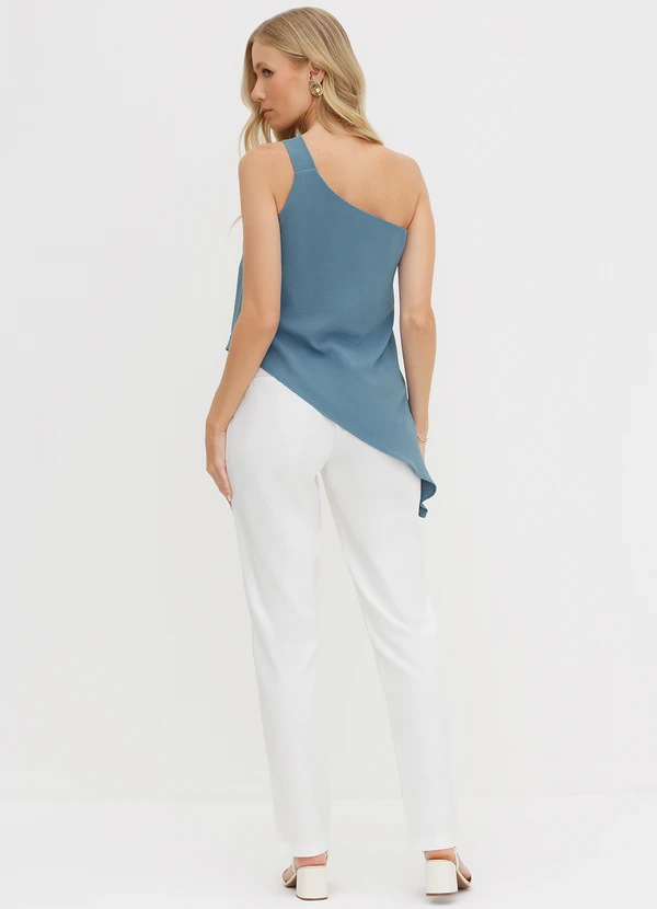 Principessa - Blusa Ombro Só em Crepe Azul Leide 4