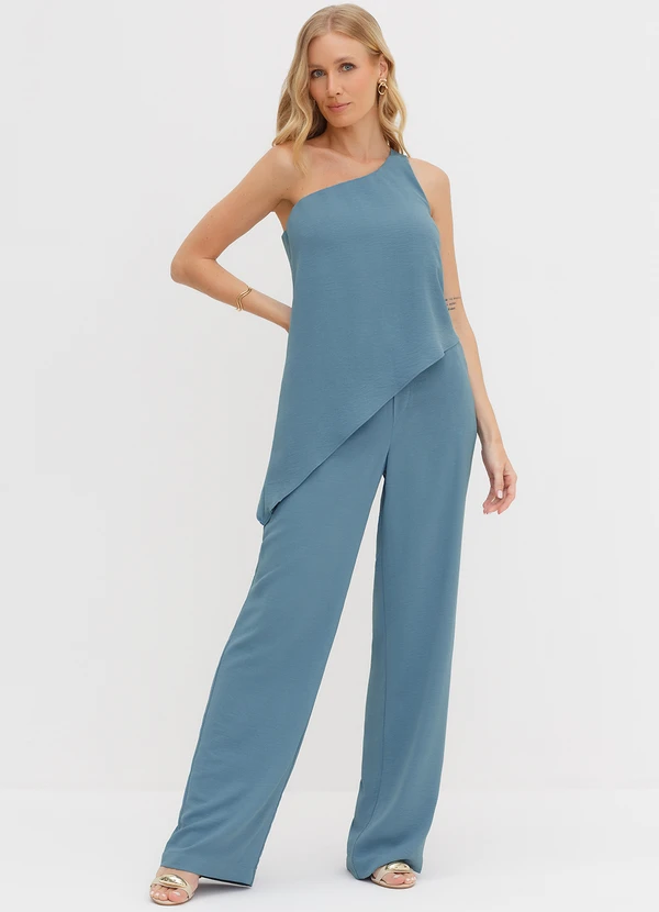 Principessa - Blusa Ombro Só em Crepe Azul Leide 5