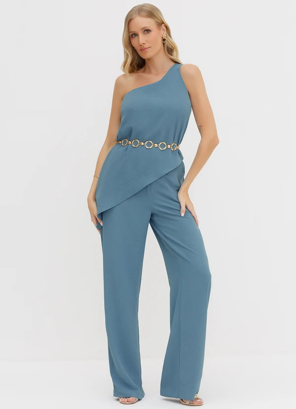 Principessa - Blusa Ombro Só em Crepe Azul Leide 6