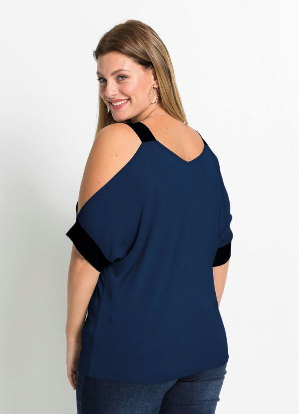bonprix - Blusa Ombro Vazado Azul Marinho/Preto 6