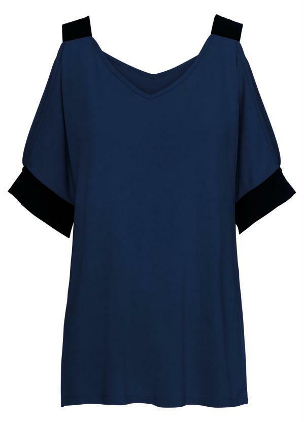 bonprix - Blusa Ombro Vazado Azul Marinho/Preto 7
