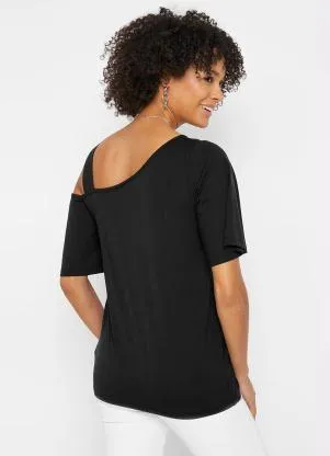 bonprix - Blusa Ombro Vazado Preta - BONPRIX