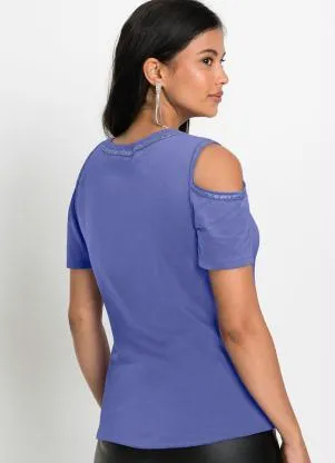 bonprix - Blusa Ombro Vazado Roxa - BONPRIX