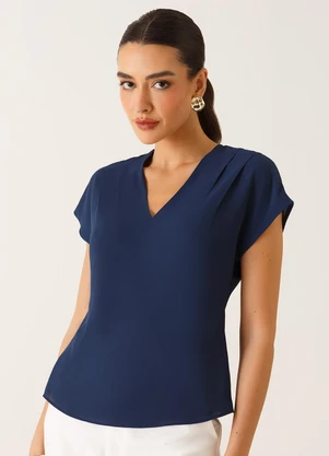 Principessa - Blusa Ombros Deslocados em Crepe Marinho Mônica - PRINCIPESSA