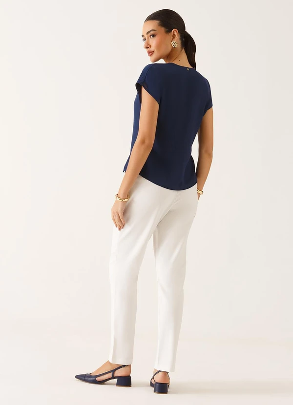 Principessa - Blusa Ombros Deslocados em Crepe Marinho Mônica 2