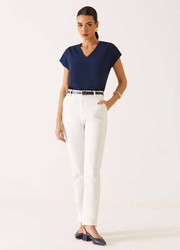 Principessa - Blusa Ombros Deslocados em Crepe Marinho Mônica 3