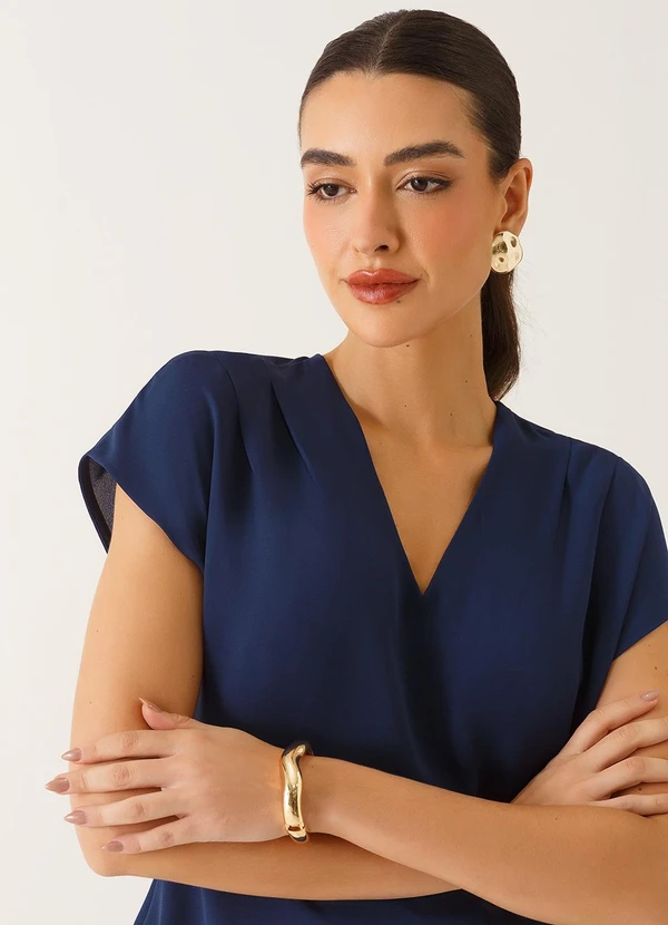 Principessa - Blusa Ombros Deslocados em Crepe Marinho Mônica 4