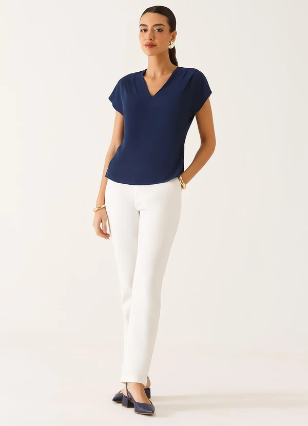 Principessa - Blusa Ombros Deslocados em Crepe Marinho Mônica 5