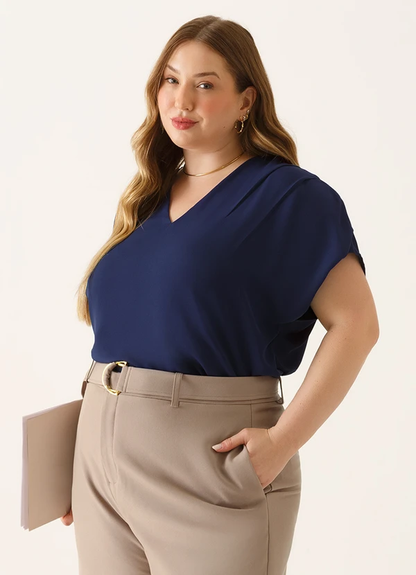 Principessa - Blusa Ombros Deslocados em Crepe Marinho Mônica 6