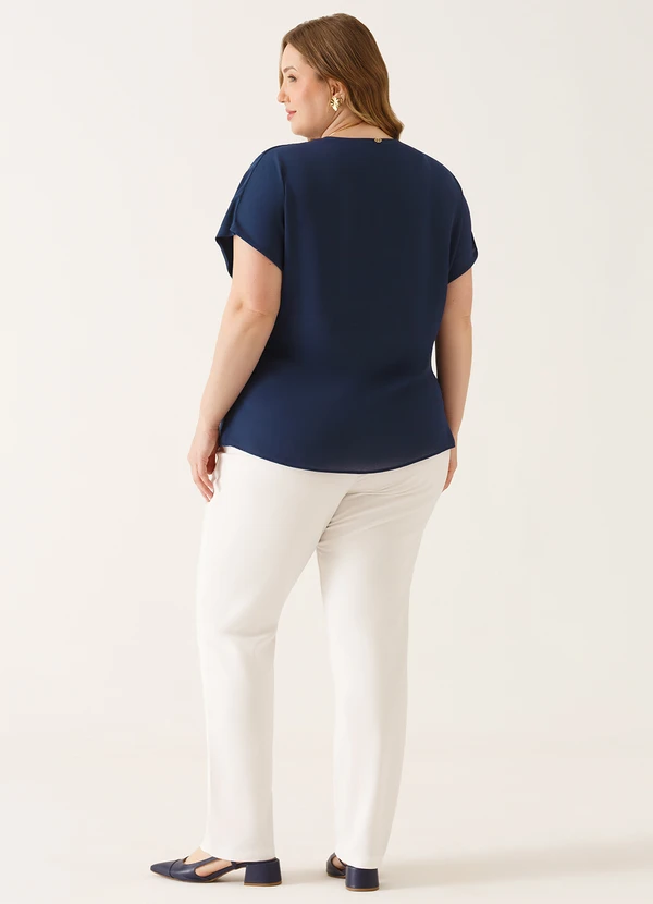Principessa - Blusa Ombros Deslocados em Crepe Marinho Mônica 7