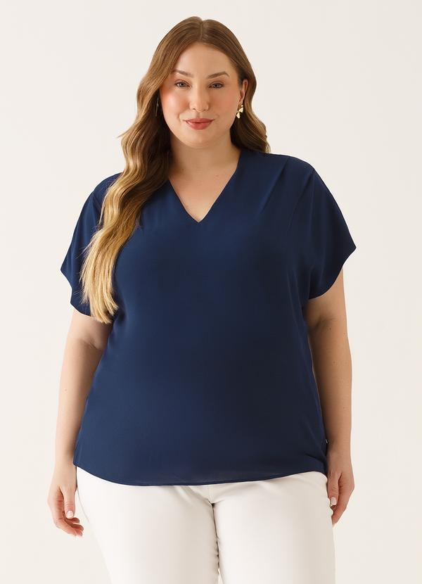 Principessa - Blusa Ombros Deslocados em Crepe Marinho Mônica 9