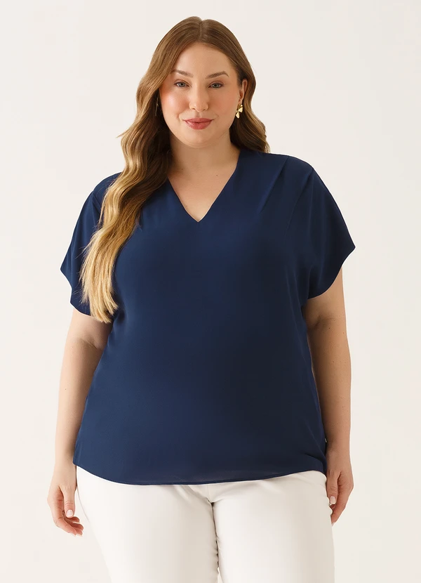 Principessa - Blusa Ombros Deslocados em Crepe Marinho Mônica 9