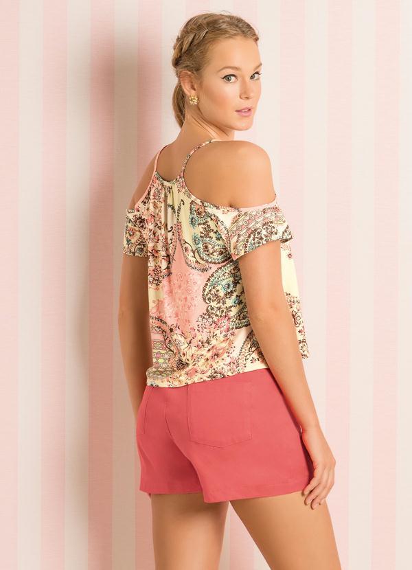 Quintess - Blusa Ombros Vazados Étnico Floral 2