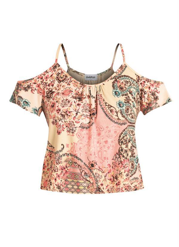 Quintess - Blusa Ombros Vazados Étnico Floral 9