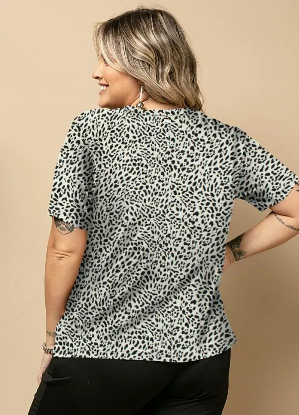 Quintess - Blusa Onça Branca com Mangas Curtas 6