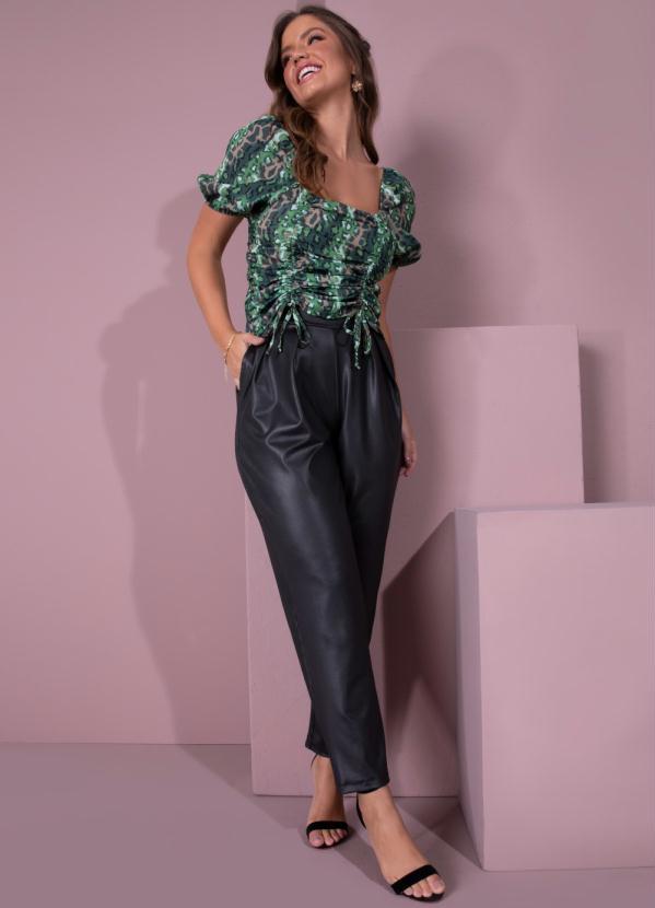 Outlet - Blusa Onça Camuflada com Ajustes Franzidos 3
