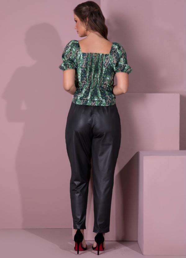 Outlet - Blusa Onça Camuflada com Ajustes Franzidos 4