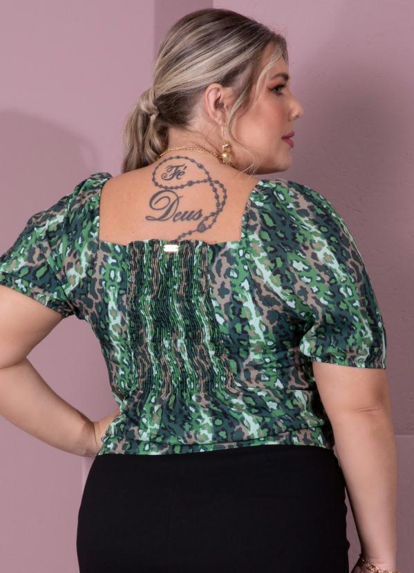 Outlet - Blusa Onça Camuflada com Ajustes Franzidos 7