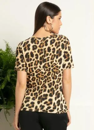 Quintess - Blusa Onça com Mangas Curtas - QUINTESS