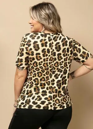 Quintess - Blusa Onça com Mangas Curtas - QUINTESS