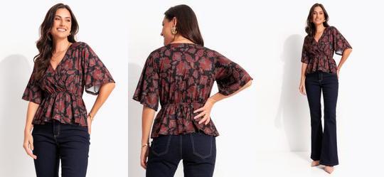 Blusa Paisley Terroso em Malha Fria