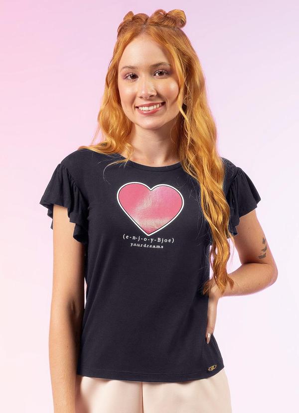 Bjoe - Blusa para Meninas Estampada com Fóil Preto