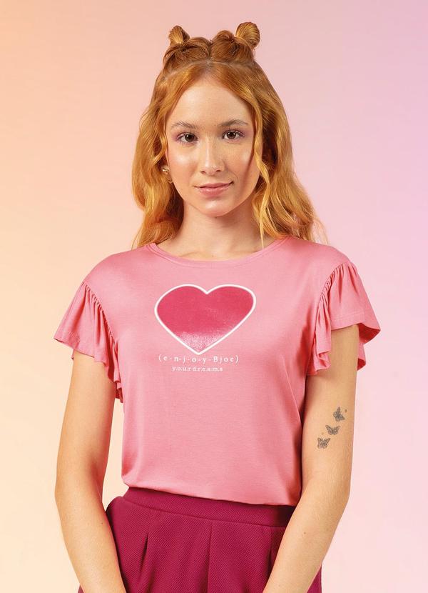 Bjoe - Blusa para Meninas Estampada com Fóil Rosa