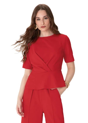 Enfim - Blusa Peplum com Torção Vermelho - ENFIM