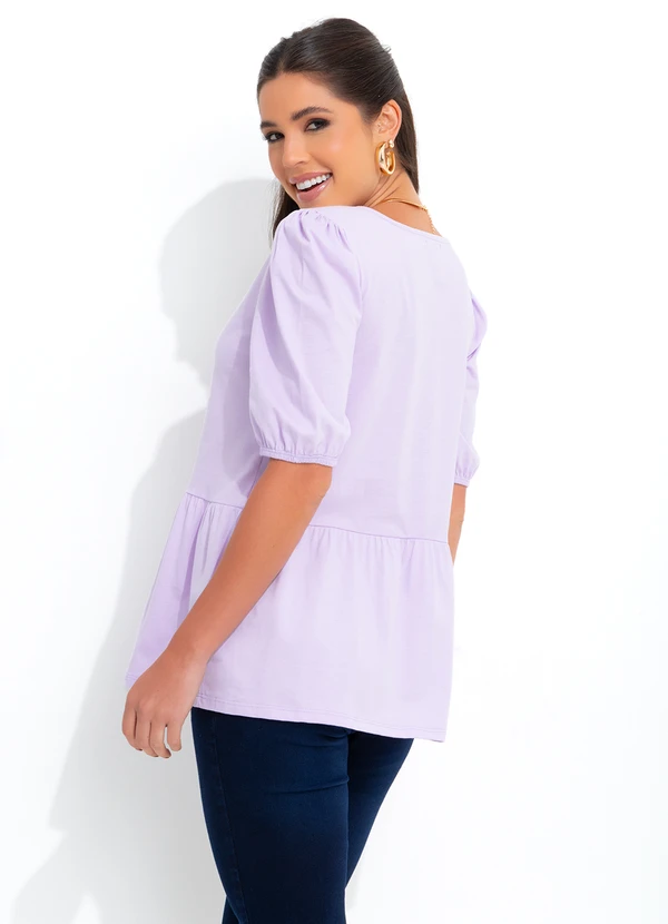 bonprix - Blusa Peplum Decote Redondo Lilás 2