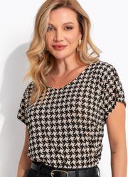 Blusa Pied de Poule em Malha de Viscose