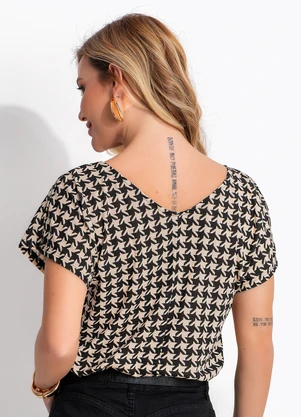 Quintess - Blusa Pied de Poule em Malha de Viscose - QUINTESS