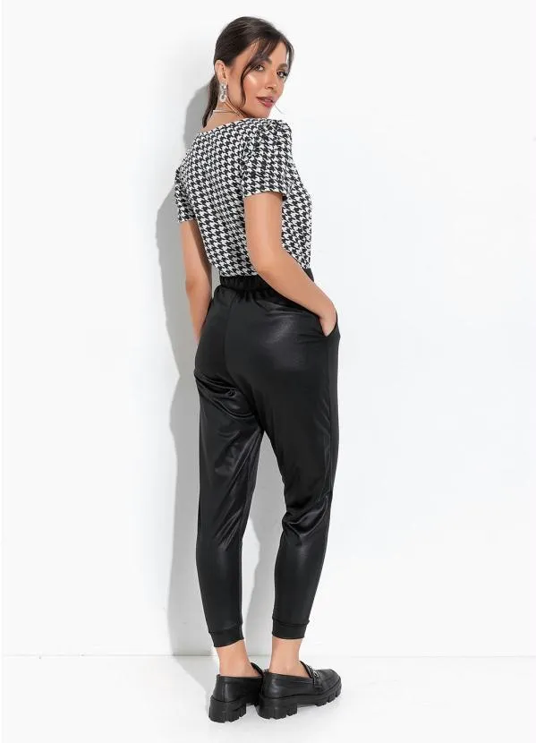 Moda Pop - Blusa Pied de Poule P&B em Poliviscose 4