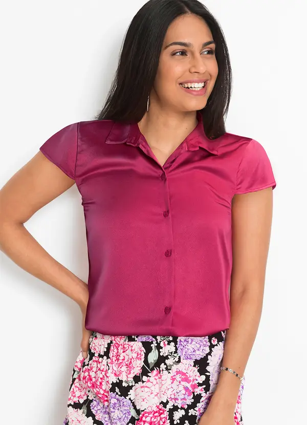 bonprix - Blusa Pink em Crepe Plano