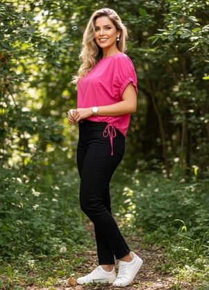 Quintess - Blusa Pink em Crepe Plano - QUINTESS