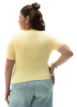 Cativa - Blusa Plus Size Canelada Amarelo - CATIVA