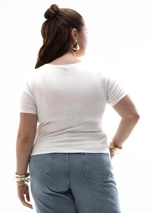 Cativa - Blusa Plus Size Canelada Branco - CATIVA