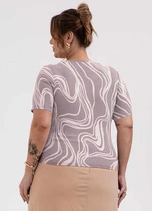 Habana - Blusa Plus Size Canelada Lilás - HABANA