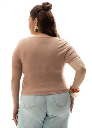 Cativa - Blusa Plus Size Canelada Marrom - CATIVA