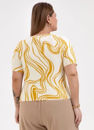 Habana - Blusa Plus Size Canelada Off-White - HABANA