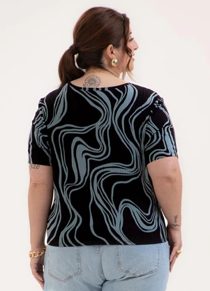 Habana - Blusa Plus Size Canelada Preto - HABANA